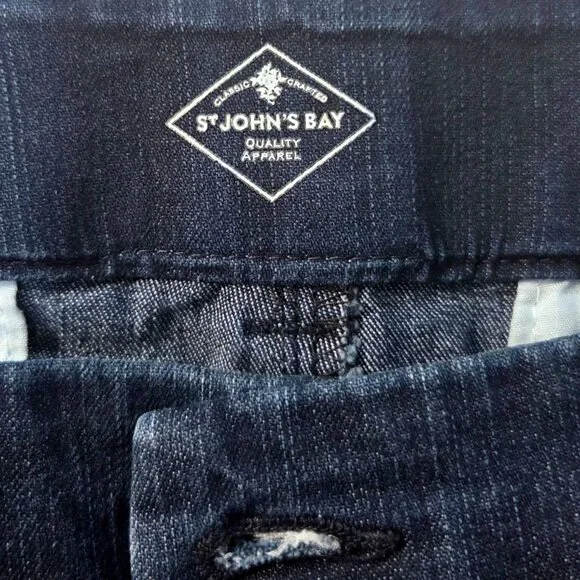 St. John's Bay Blue Capri Cropped Dark Wash Cotton Stretch Trouser Pants Plus 16 - Picture 5 of 7